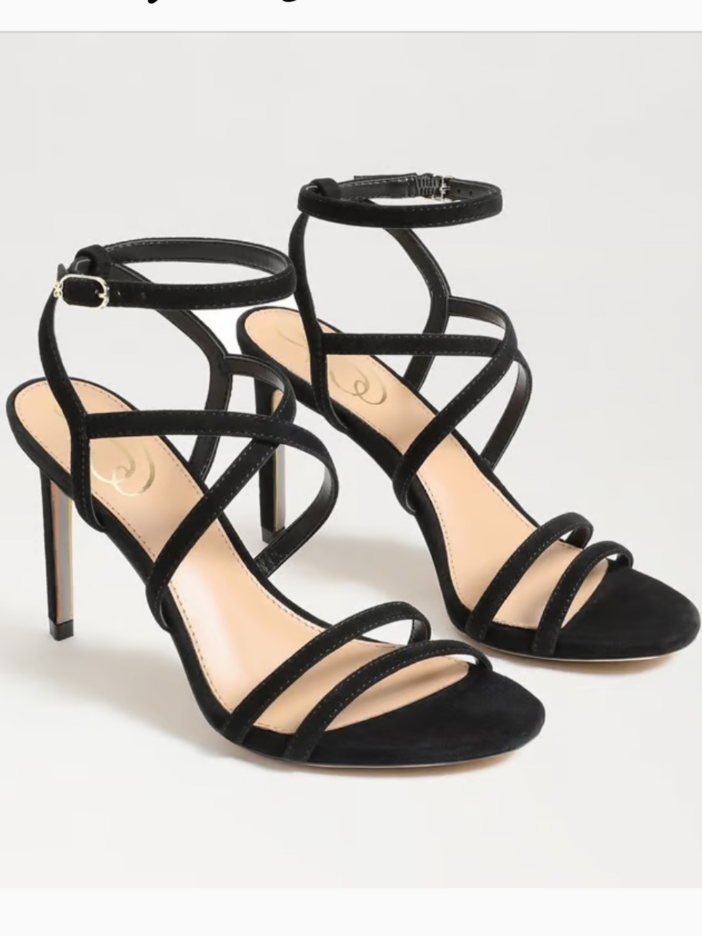 NWOT Sam Edelman Delanie Strappy Ankle‑Tie High Heel Sandals in Black Suede (9)